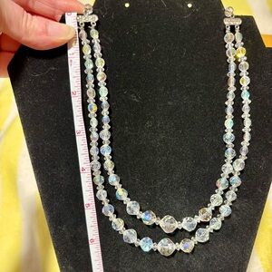 Dazzling Vintage Double-Strand Aurora Borealis Crystal Necklace